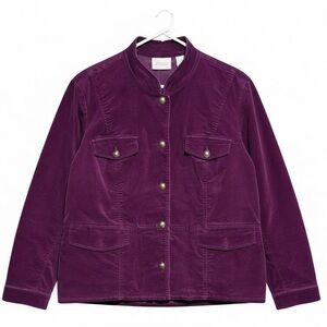 Chico’s Burgundy Military-Inspired Velveteen Jacket Chico's 3 - XL